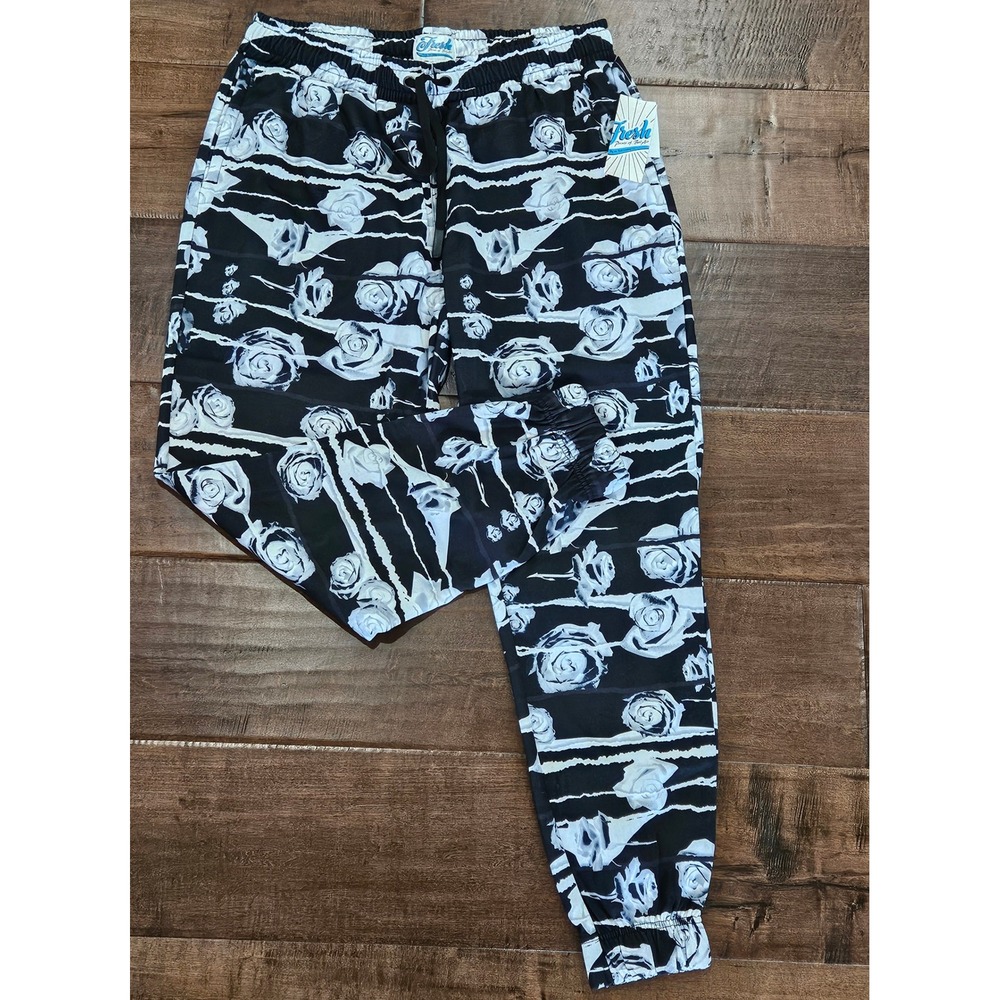 Hip Hop Retro Fresh Prints of Bel-Air Mens Rose Floral Joggers  XL NWT